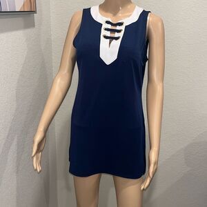 MICHAEL Michael Kors Navy and White Sleeveless Lace-Up Mini Dress